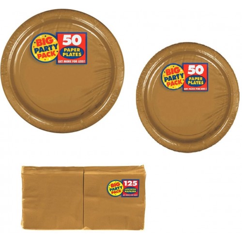 Big Party Pack Party Supplies Value Bundle for 50-9 inch Plates 7 inch Plates and Beverage Napkins
