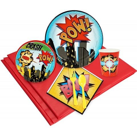 BirthdayExpress Superhero Comics Party Supplies Party Pack for 24