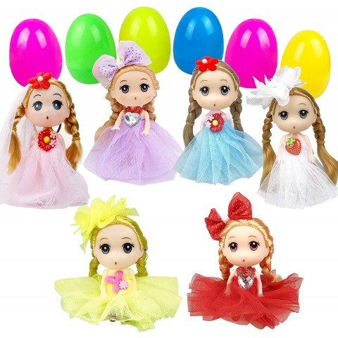 Easter Basket Stuffers Easter Eggs Filled 6 Pack Large Eggs with Cute Dolls Inside Easter Gifts Colorful Easter Egg Stuffers for Toddlers Kids EasterToys Easter Basket Fillers