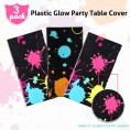 Glow Party Table Covers Neon Party Tablecloths 108 x 54 Inch Glow Party Tablecloths Disposable Plastic Neon Glow Table Cloth for Neon Birthday Party Black Light Party Supplies 3 Pieces