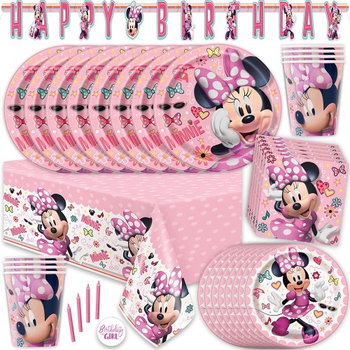 Minnie Mouse Birthday Party Supplies and Decorations for Minnie Birthday Party Easy Setup and Takedown with Banner Table Cover Plates Napkins & More