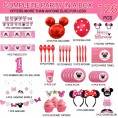 Minnie Mouse Party Supplies 1st Birthday Minnie Mouse Birthday Party Supplies Banner Tableware Tablecloth Balloons Cake Toppers Minnie Mouse Party Supplies for Girl Serves 10 Guests