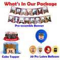 Nelton Game Theme Birthday Party Supplies Includes Pre-assemble Banner Cake Topper 20 Pcs Balloons