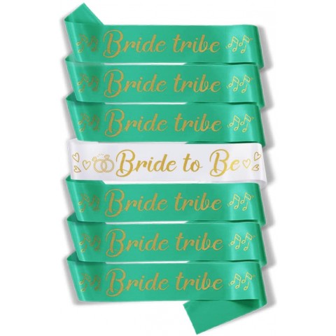 Party to Be Set of 7 PCS Bridal Shower Sash Bride to Be Team Bride Bridesmaid Bride Tribe Sash Set Hen Night Bachelorette Party Wedding Decorations Mint Green