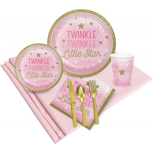 Twinkle Twinkle Little Star Pink Childrens Birthday Party Supplies Tableware Party Pack 24