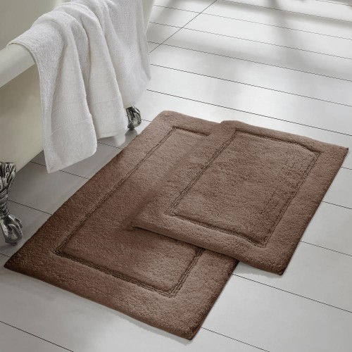 Bathroom Rugs & Mats| Amrapur Overseas 2-Pack Solid Loop With Non-Slip Backing Bath Mat Set Mocha - QF15539