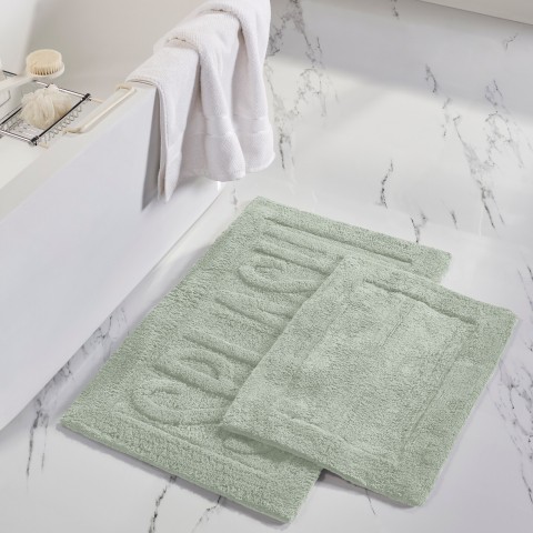Bathroom Rugs & Mats| Amrapur Overseas Sculpted Bath Mat Set 17-in x 24-in Sage Cotton Bath Mat Set - DP61186
