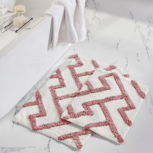 Bathroom Rugs & Mats| Amrapur Overseas Textured Bath Mat Set 17-in x 24-in Rosewood Cotton Bath Mat Set - PE25033