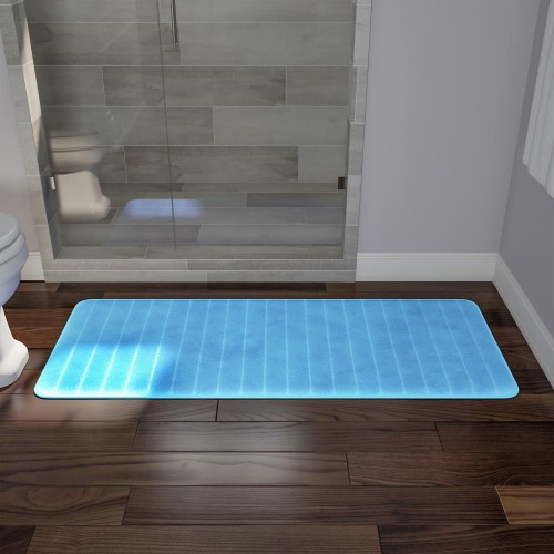 Bathroom Rugs & Mats| Hastings Home Hastings Home Bathroom Mats 60-in x 24.25-in Blue Microfiber Memory Foam Bath Mat - RZ56654