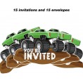 Monster Truck Birthday Party Invitations Shaped Fill-In Invitations Set of 15 with Envelopes Monster Truck Invites Cards for Boy Bday Baby Shower Party Supplies