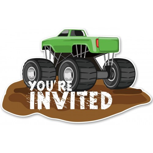 Monster Truck Birthday Party Invitations Shaped Fill-In Invitations Set of 15 with Envelopes Monster Truck Invites Cards for Boy Bday Baby Shower Party Supplies
