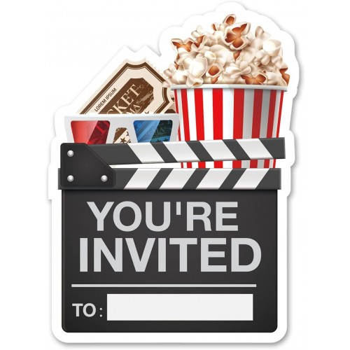 Movie Party Invitations Movie Theme Shaped Fill-In Invitations Set of 15 with Envelopes Movie Night Invites Cards for Birthday Baby Shower Red Carpet Party Supplies