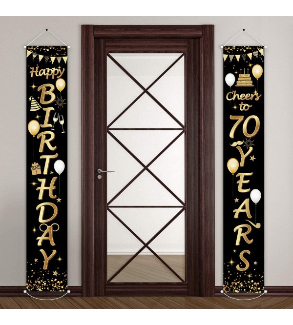 2 Pieces 70th Birthday Party Decorations Cheers to 70 Years Banner 70th Party Decorations Welcome Porch Sign for 70 Years Birthday Supplies 70th Birthday