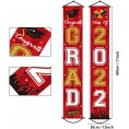 2022 Graduation Banner Class of 2022 Congrats Grad Porch Sign Party Decorations Supplies Welcome Hanging Door Decor for Indoor OutdoorRed