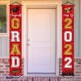 2022 Graduation Banner Class of 2022 Congrats Grad Porch Sign Party Decorations Supplies Welcome Hanging Door Decor for Indoor OutdoorRed