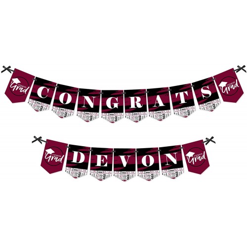 Big Dot of Happiness Personalized Maroon Grad Best is Yet to Come Custom Burgundy 2022 Graduation Party Bunting Banner and Decorations Congrats Custom Name Banner