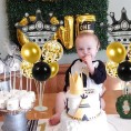 Black and Gold Balloon Stand Kit For Table 2 Set with 2 Black Crown Balloons Black and Gold Party Decorations Balloon Stand for Table Great for Birthday Wedding Anniversary Queen Birthday Party Decorations