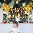 Black Gold Crown Balloon Stand Kit For Table 2 Set with 2 Gold Crown Balloons 9 Gold Confetti 4 Black Marble Balloons Great for Bachelorette Wedding Baby Shower Queen Birthday Party Decorations