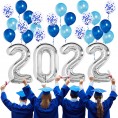 Blue and Silver Graduation Party Decorations Kit Silver 2022 Balloons Blue and Silver Balloons Graduation Decorations 2022 Graduation Party Supplies 2022