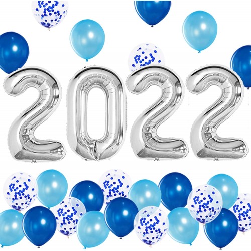 Blue and Silver Graduation Party Decorations Kit Silver 2022 Balloons Blue and Silver Balloons Graduation Decorations 2022 Graduation Party Supplies 2022