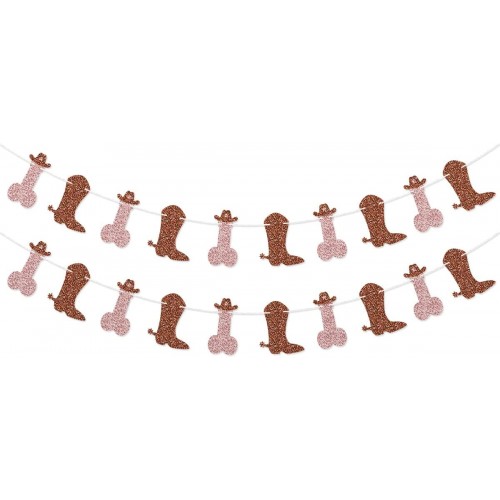 Boot and Cowboy Hat Garland Rose Gold Nash Bash Banner for Nashville Bachelorette Party Western Cowgirl Last Rodeo Last Hoedown Bachelorette Party Decorations