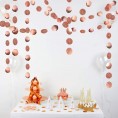 Decor365 Glitter Rose Gold Circle Dots Garland Party Decorations Paper Polka Dots Hanging Streamer String Bunting Banner Backdrop Background Decor Wedding Birthday Anniversary Engagement Christmas
