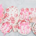 Dog Party Decorations Dog Birthday Paw Prints Party Supplies for Girl include Pink Pawty Puppy Plates Cups Napkins Tablecloth Banner Balloons Cake Toppers for Doggy Tableware Party Serves 20