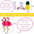 Flamingo Party Supplies Hawaiian Party Decorations Flamingo and Pineapple Honeycomb Ball Paper Lanterns Paper Fans Pom poms Flowers for Birthday Luau Tropical Bachelorette Party