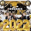 Garaduation Party Decorations 2022 Black and Gold Huge Class of 2022 Decorations Set Congrats Grad 2022 Backdrop 40 INCH 2022 Balloons Numbers for Graduation 2022 Party Supplies Black Gold