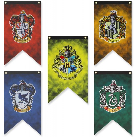 GeazBest Harry Potter House Wall Banners 20In x 12In Boys Girls Birthday Party Decoration Gifts Barware Man Cave Gift HP Collectible Accessories 5 Piece Set