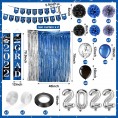 Graduation Party Decorations Class Of 2022 Grad Party Supplies with Graduation Banner String Flag Fringe Foil Curtain Paper Flower Ball Balloon Garland for Congratulation Graduation Blue