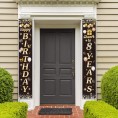 Happy Birthday Cheers to 8 Years Black Gold Yard Sign Door Banner 8th Birthday Decorations Party Supplies