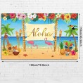 Hawaiian Aloha Party Decoration Extra Large Summer Luau Beach Party Banner Backdrop Background Photography for Birthday Musical Party Baby Shower Tropical Tiki Themed Decoration 72.8 x 43.3 Inch