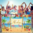 Hawaiian Aloha Party Decoration Extra Large Summer Luau Beach Party Banner Backdrop Background Photography for Birthday Musical Party Baby Shower Tropical Tiki Themed Decoration 72.8 x 43.3 Inch
