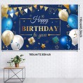 Navy Blue Birthday Party Decorations Blue Confetti Balloons Kit Happy Birthday Photography Backdrop Banner Tablecloths for Boys Girls Men Women Birthday Party Supplies Decor Navy Blue and Gold