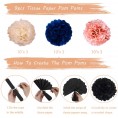 Navy Rose Gold Birthday Decorations 61 Pieces Balloon kit with foil Balloons,Flower Pompoms,Round String Suit for 1st 16th 21th 25th 30th 35th 40th Women Grils Navy Rose Gold Birthday Party1