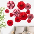 ONUPGO Red Paper Fans Hanging Paper Fans Flower Set 12PCS Mexican Fiesta Kids Party Decorations Hanging Banner for Wedding Birthday Engagement Bridal Shower Baby Shower Event Holiday Celebration