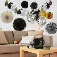 Party Chic Hanging Paper Fans Set Gold Round Pattern Paper Garlands Decoration for Bachelorette Party Birthday Decorations for Men Wedding Graduation Events Accessories Set of 12