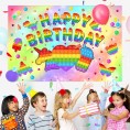 Pop Happy Birthday Backdrop Sensory Pop Game Birthday Party Decorations for Kid Party Supplies Happy Birthday Banner Game theme Party Decorations Photography Background