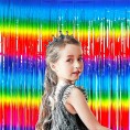 Rainbow Backdrop Macaron Tinsel Foil Fringe Curtain Photo Booth Props for Birthday Gay Pride Day Bachelorette Wedding Engagement Bridal Shower Baby Shower Happy New Year Party Decorations 2 Packs