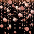 Rose Gold Circle Dot Garland Streamer Kit for Twinkle Star Party Decoration Glitter Reflective Paper Hanging Bunting Banner Backdrop Background for Wedding  Baby Shower Christmas Birthday Prom Wedding