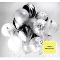 Silver Black Agate Party 12 inch Confetti Balloon Decoration Marble Foil Thick 22pcs for Wedding Bachelor Birthday Party Photobooth Backdrop