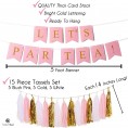 Tea Party Decorations Kit |"Lets Par Tea!" Banner | Tea Party Photobooth Props | Gold Pink White Tassels | 10 Gold Confetti Balloons 10 Light Pink Balloons