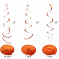 WEVEN Orange Party Hanging Swirl Decorations Plastic Streamer for Ceiling Pack of 28